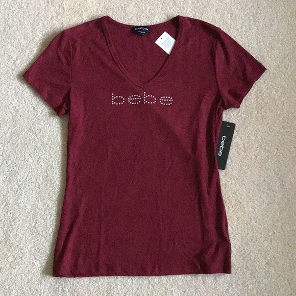 Bebe Ribbed V-Neck Tee - NWT - Picture 2 of 10